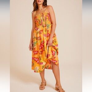Floral Smocked Poplin Midi Dress mango Sundress